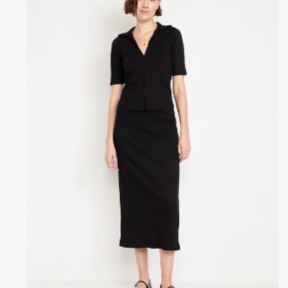Old Navy High-Waisted Ribbed Midi Skirt 3x NWT